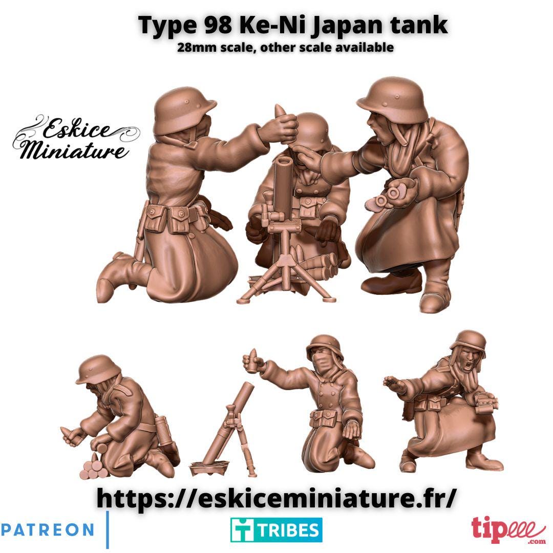 WWII German Winter Mortar Team (3 models) Various Scales Historical Wargaming