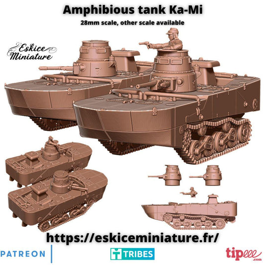 WWII Japanese Amphibious Ka-Mi Tank (both turrets) Various Scales Historical Wargaming