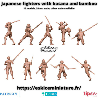 WWII Japanese Spear Warriors Squad (10 models) Various Scales Historical Wargaming