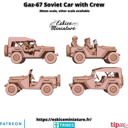 WWII Soviet Gaz 67 Car with Crew Various Scales Historical Wargaming