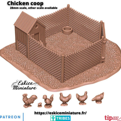 Wargaming Terrain Chicken Coop with Chickens Various Scales Historical Wargaming (US tariffs are pre-paid by us)