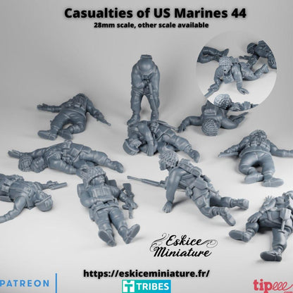 WWII USMC Casualties (10 models) Various Scales Historical Wargaming