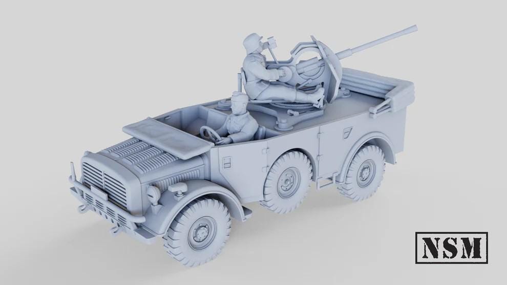 WWII German Horch Field Car with 2cm Flak 38 with Crew Various Scales Historical Wargaming (US tariffs are pre-paid by us)