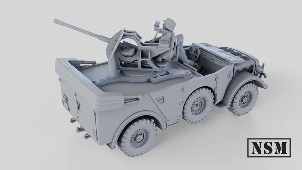WWII German Horch Field Car with 2cm Flak 38 with Crew Various Scales Historical Wargaming (US tariffs are pre-paid by us)