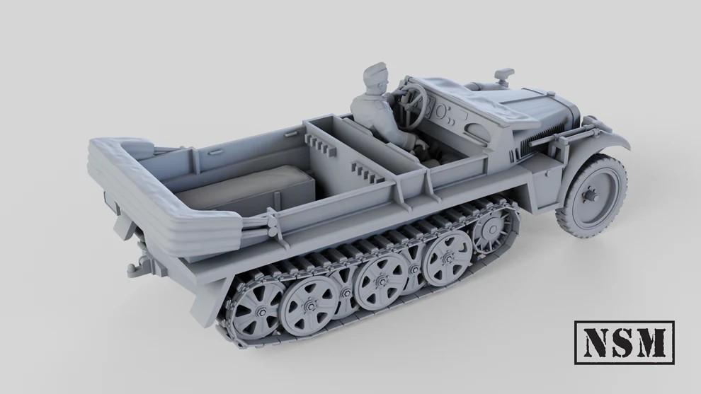 WWII Sd.Kfz 10 DeMag Halftrack with Driver Various Scales Historical Wargaming