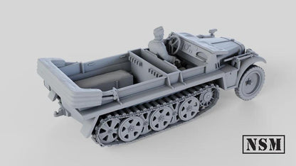 WWII Sd.Kfz 10 DeMag Halftrack with Driver Various Scales Historical Wargaming