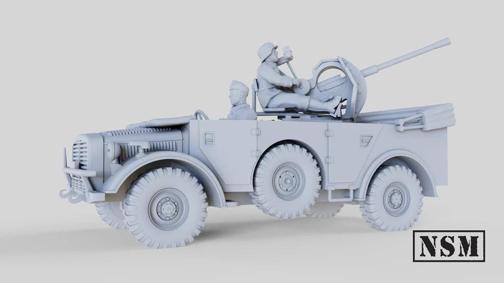 WWII German Horch Field Car with 2cm Flak 38 with Crew Various Scales Historical Wargaming