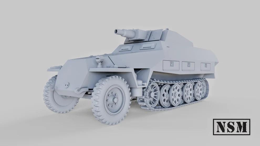 WWII German Sd.Kfz 251/9 D ‘Stummel’ Various Scales Historical Wargaming
