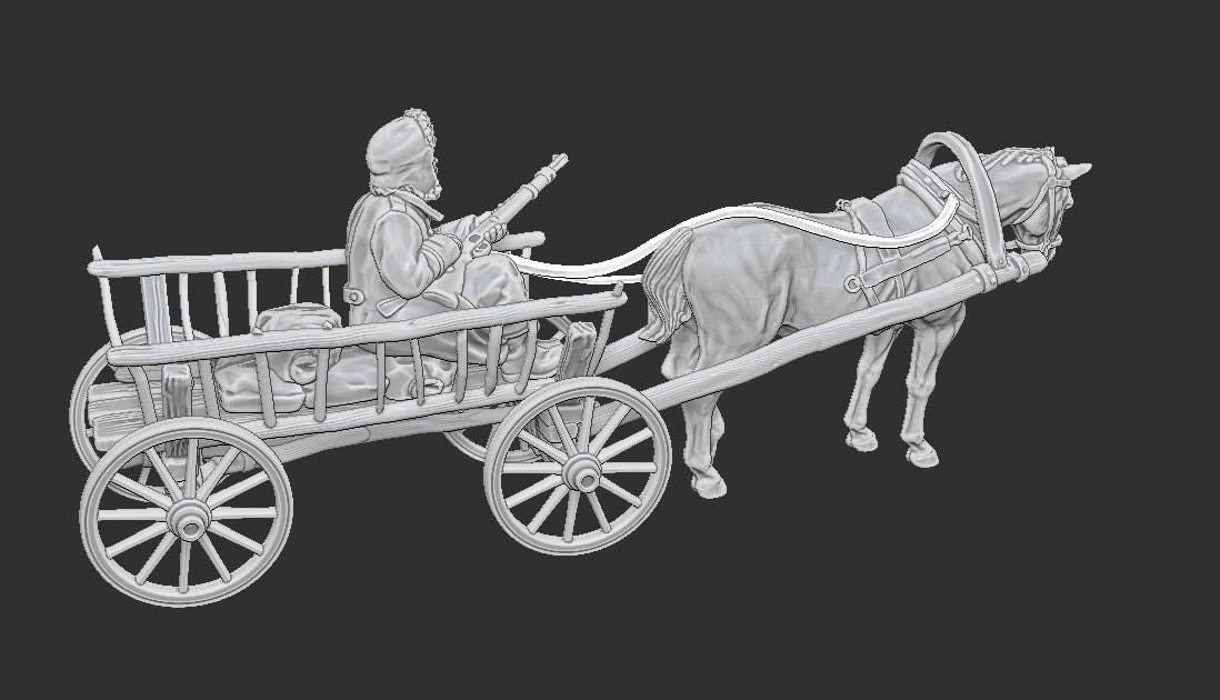 WWII German Ostfront Horse Drawn Wagon Various Scales Historical Wargaming (US tariffs are pre-paid by us)