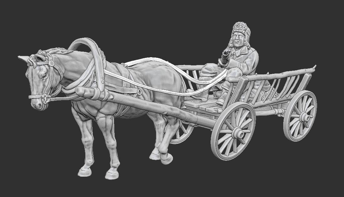 WWII German Ostfront Horse Drawn Wagon Various Scales Historical Wargaming