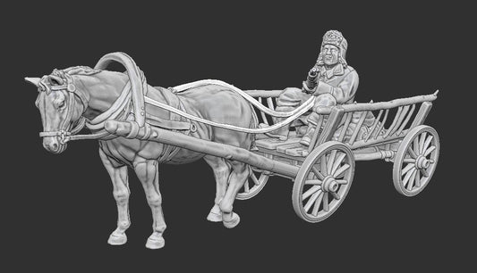 WWII German Ostfront Horse Drawn Wagon Various Scales Historical Wargaming