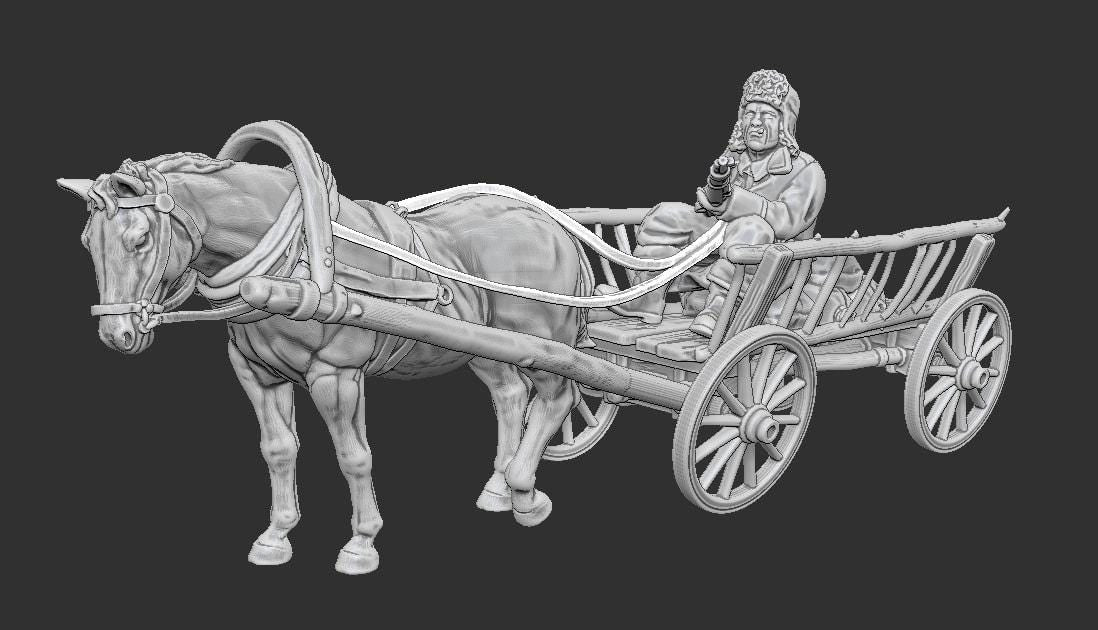 WWII German Ostfront Horse Drawn Wagon Various Scales Historical Wargaming (US tariffs are pre-paid by us)