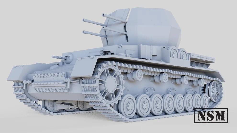 WWII German Flakpanzer IV (2cm Flakvierling 38) Wirbelwind with Crew Various Scales Historical Wargaming (US tariffs are pre-paid by us)