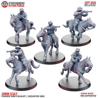 WWII Chinese NRA Cavalry with SMGs (5 models) Various Scales Historical Wargaming