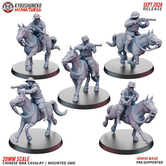 WWII Chinese NRA Cavalry with SMGs (5 models) Various Scales Historical Wargaming