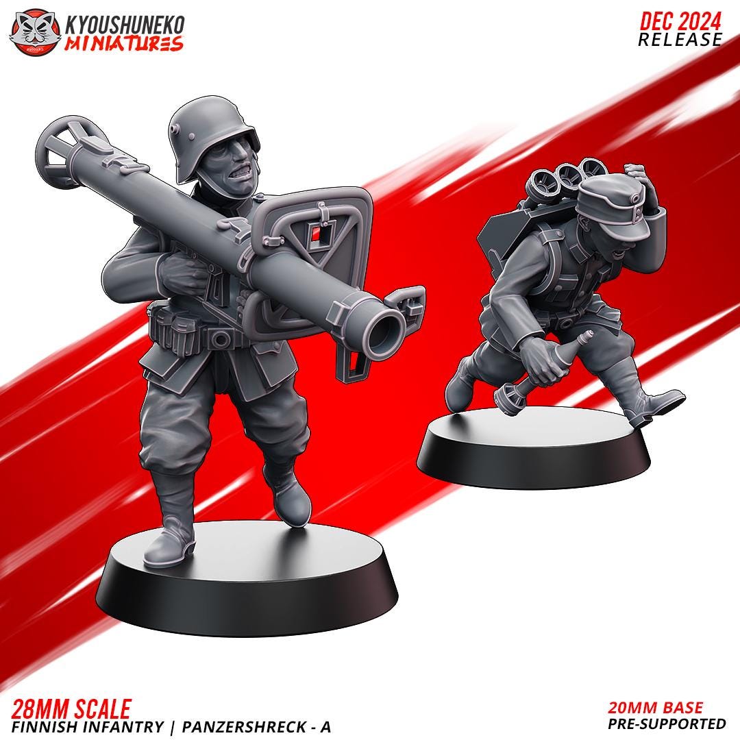 WWII Finnish Panzerschreck Squad (2 models) Various Scales Historical Wargaming (US tariffs are pre-paid by us)