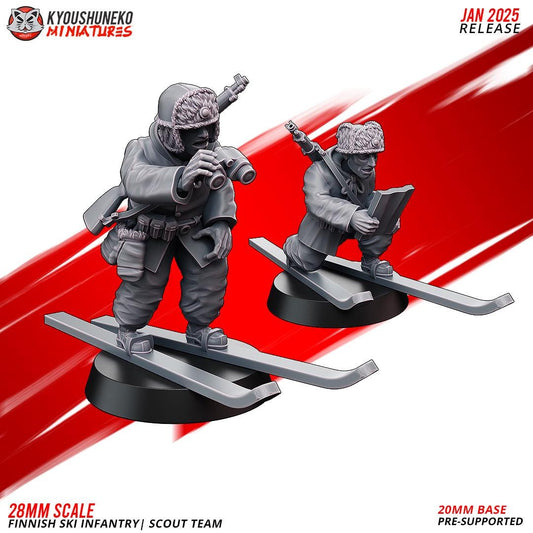 WWII Finnish Ski Scout Team (2 models) Various Scales Historical Wargaming