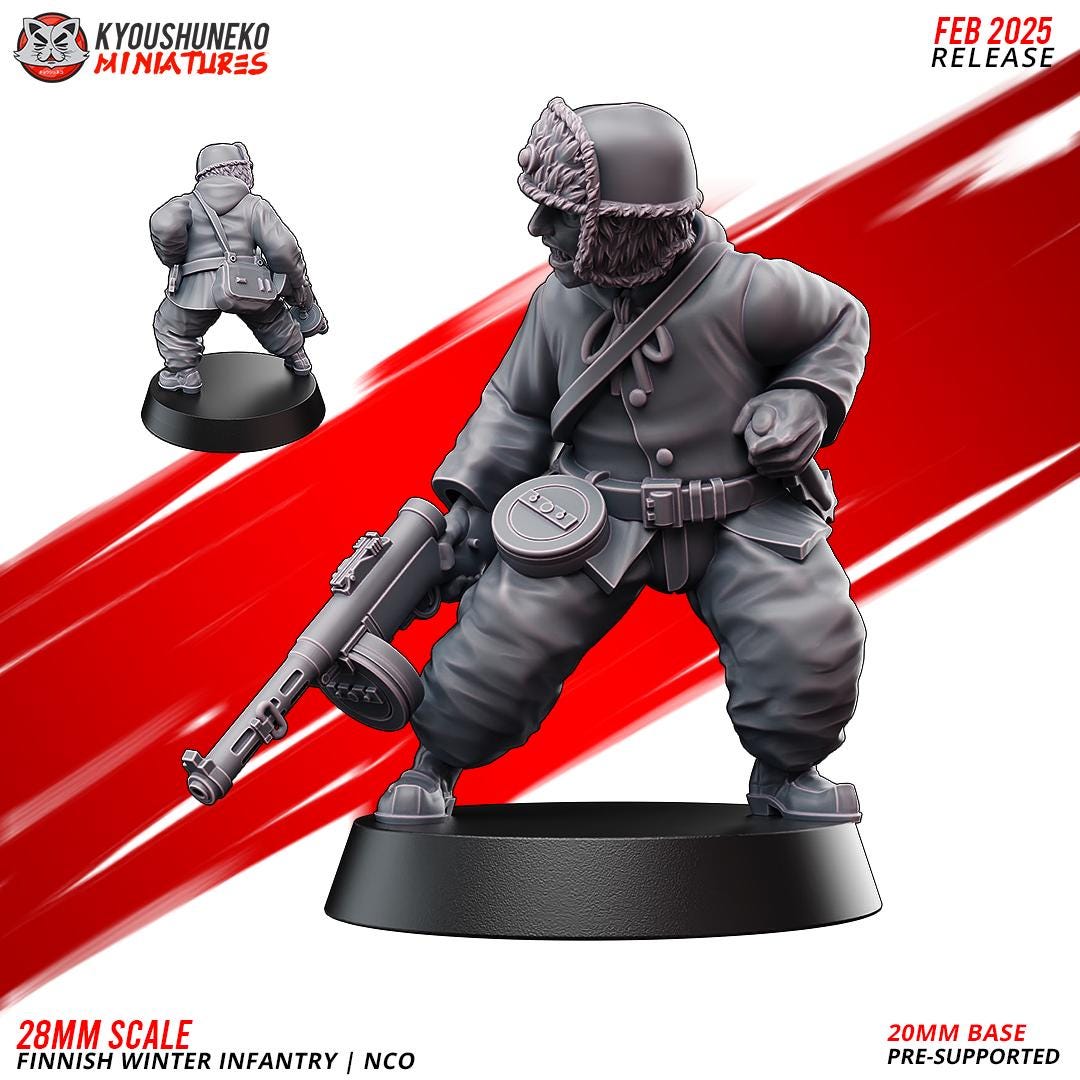 WWII Finnish Winter NCO with SMG Various Scales Historical Wargaming