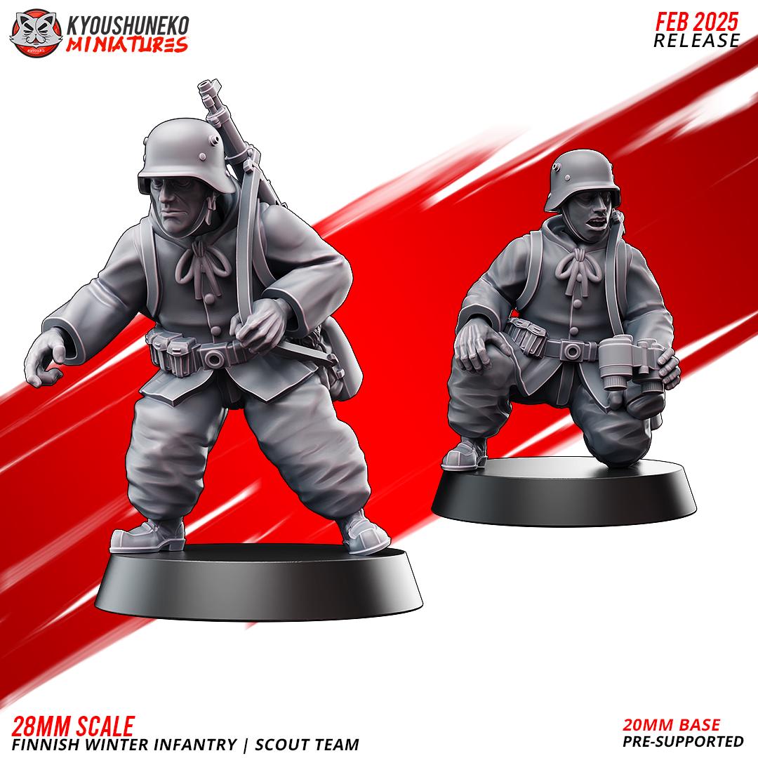 WWII Finnish Winter Scout Team (2 models) Various Scales Historical Wargaming (US tariffs are pre-paid by us)