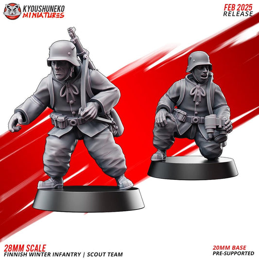 WWII Finnish Winter Scout Team (2 models) Various Scales Historical Wargaming