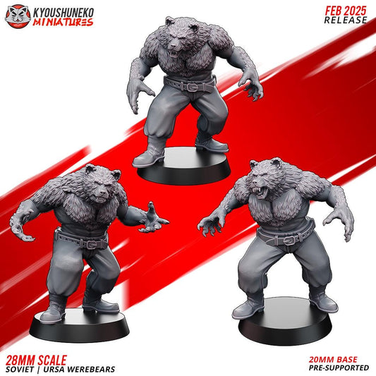 WWII Soviet Werebears Squad (3 models) Various Scales Historical Wargaming (US tariffs are pre-paid by us)