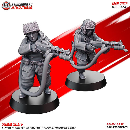 WWII Finnish Winter Flamethrower Team (2 models) Various Scales Historical Wargaming