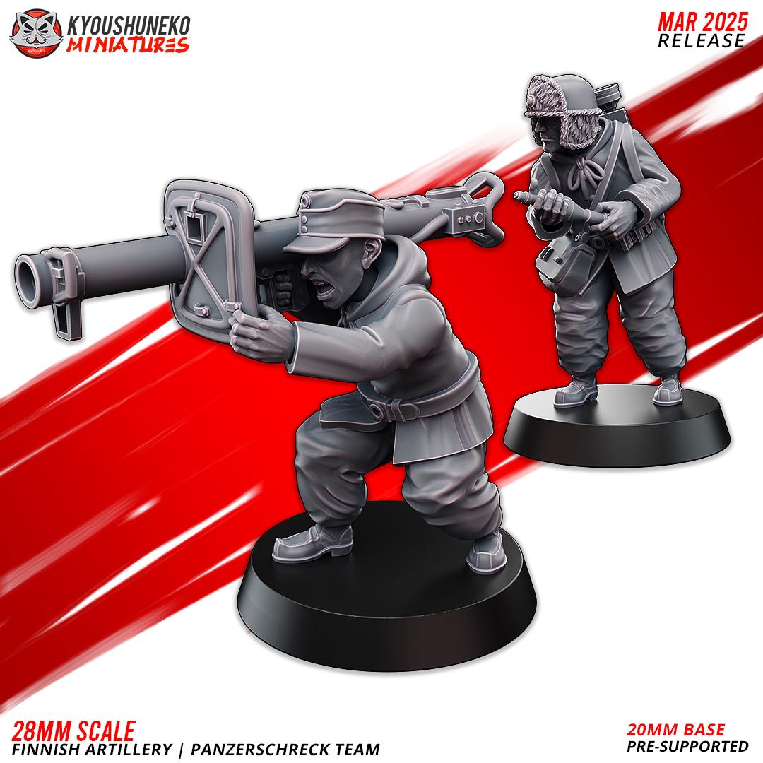 WWII Finnish Winter Panzershreck Team (2 models) Various Scales Historical Wargaming