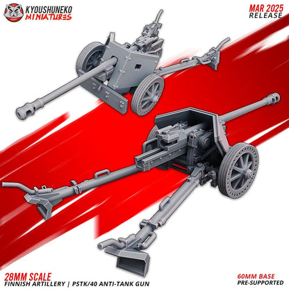 WWII Finnish Anti Tank Gun PSTK/40 with Crew (3 models) Various Scales Historical Wargaming (US tariffs are pre-paid by us)