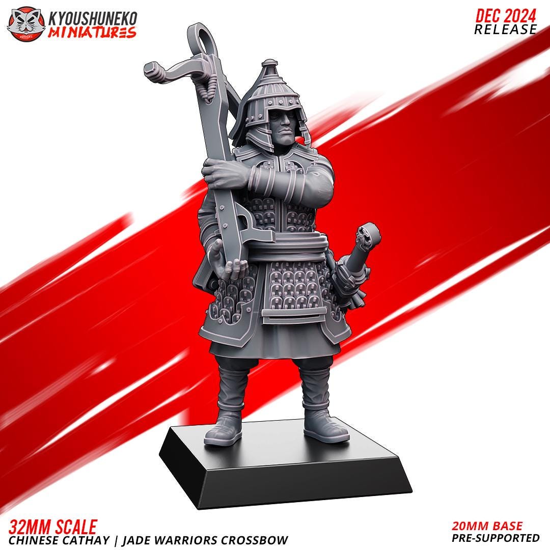Ancient Chinese Cathay Jade Warriors Crossbowmen Unit (10 models) Various Scales Historical Wargaming (US tariffs are pre-paid by us)