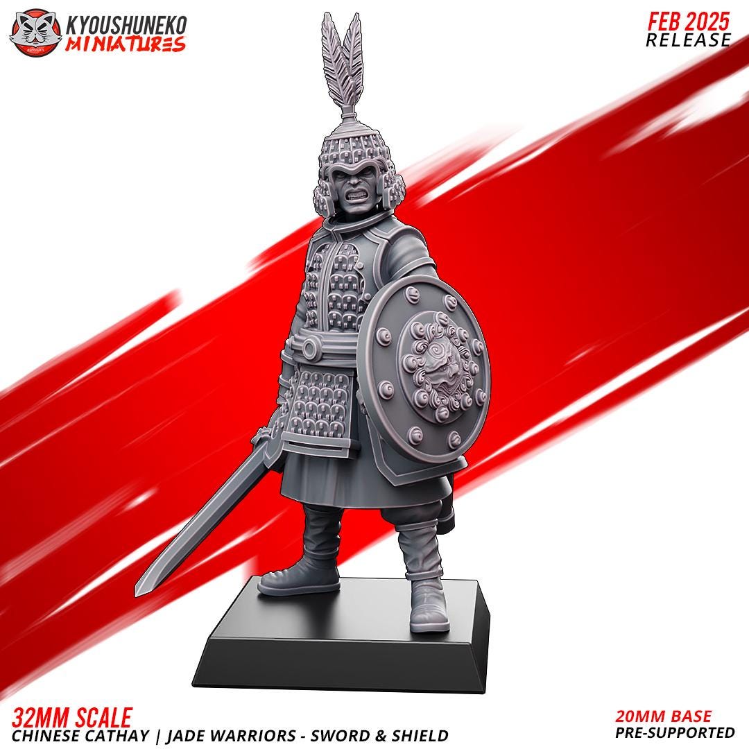Ancient Chinese Cathay Jade Warriors Swordsmen Unit (10 models) Various Scales Historical Wargaming