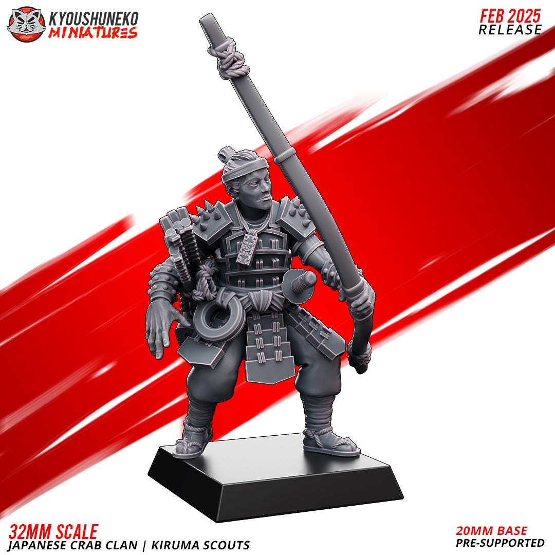 Medieval Japanese Crab Clan Kiruma Scouts Archers Unit (10 models) Various Scales Historical Wargaming