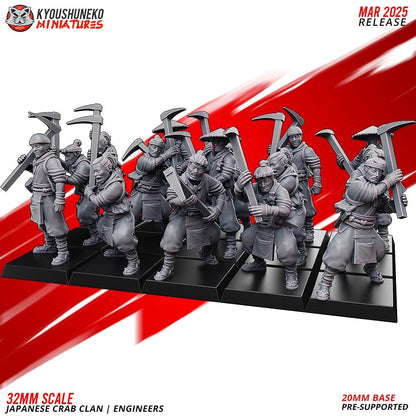 Ancient Japanese Crab Clan Engineers Unit (10 models) Various Scales Historical Wargaming
