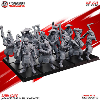Ancient Japanese Crab Clan Engineers Unit (10 models) Various Scales Historical Wargaming
