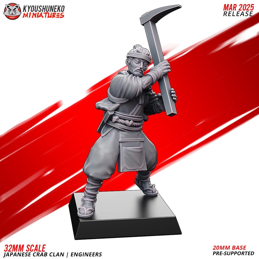 Ancient Japanese Crab Clan Engineers Unit (10 models) Various Scales Historical Wargaming