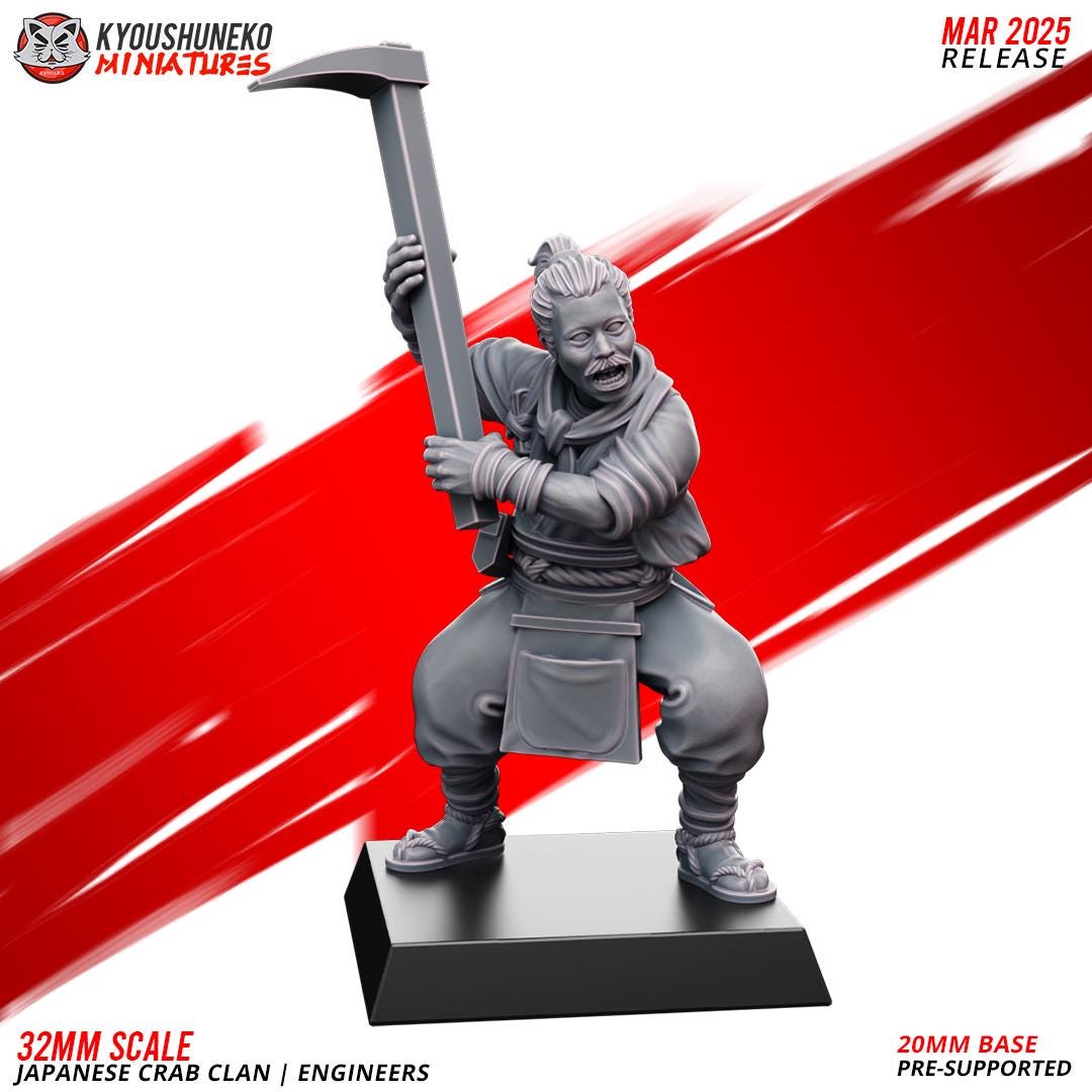 Ancient Japanese Crab Clan Engineers Unit (10 models) Various Scales Historical Wargaming