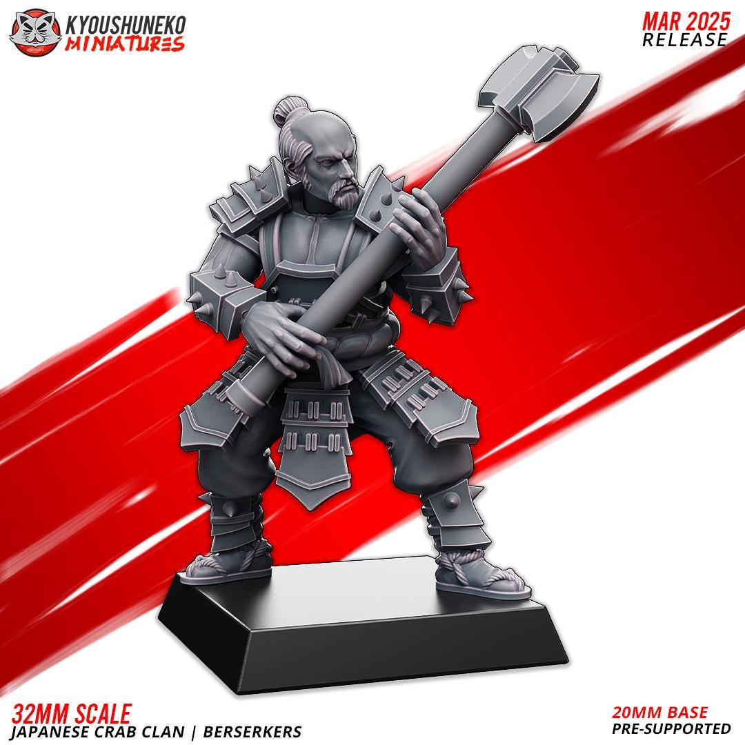 Ancient Japanese Crab Clan Berserkers Unit (10 models) Various Scales Historical Wargaming (US tariffs are pre-paid by us)