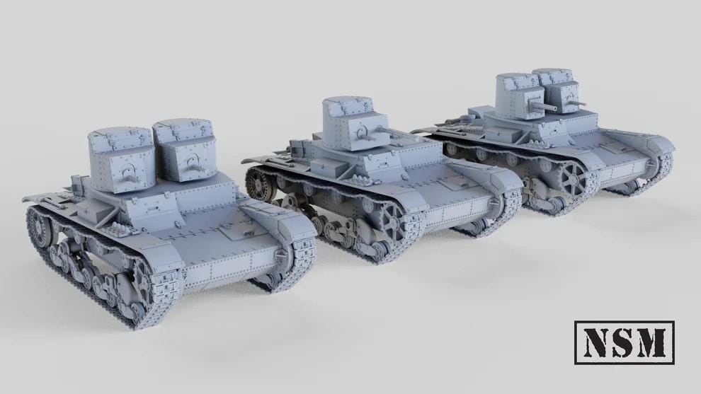 WWII Soviet T26 Tank Model 1931 (3 variants including OT 26 Flamethrower) Various Scales Historical Wargaming