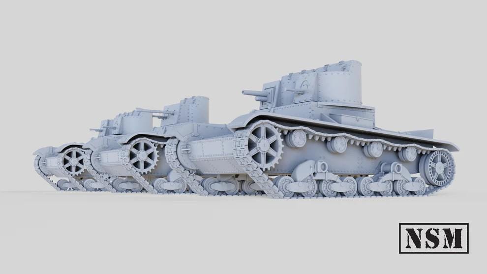 WWII Soviet T26 Tank Model 1931 (3 variants including OT 26 Flamethrower) Various Scales Historical Wargaming