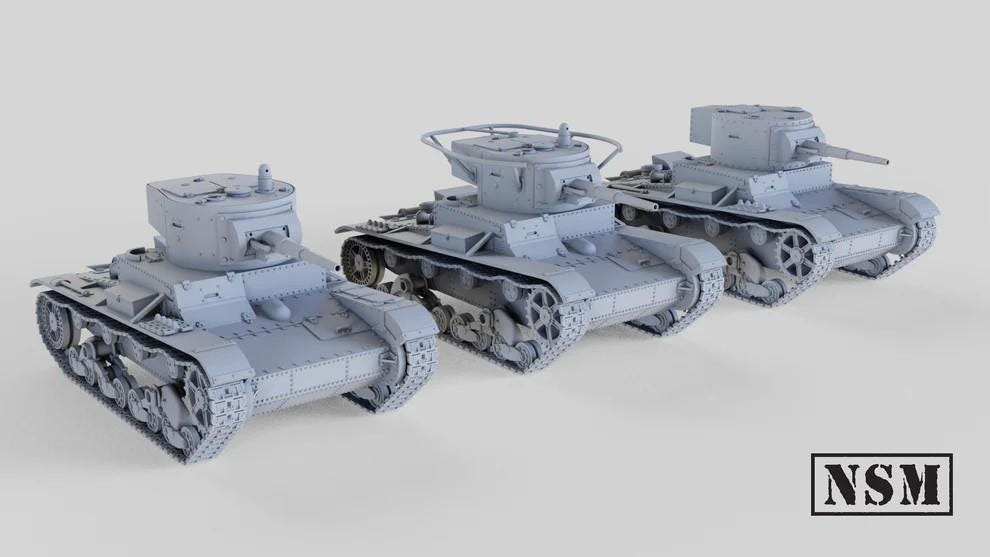 WWII Soviet T26 Model 1933 (3 Variants) Various Scales Historical Wargaming (US tariffs are pre-paid by us)