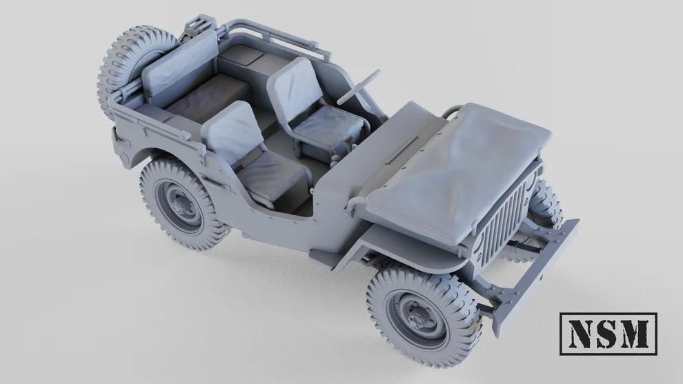 WWII US Army Willys Jeep Set with Crew Various Scales Historical Wargaming (US tariffs are pre-paid by us)