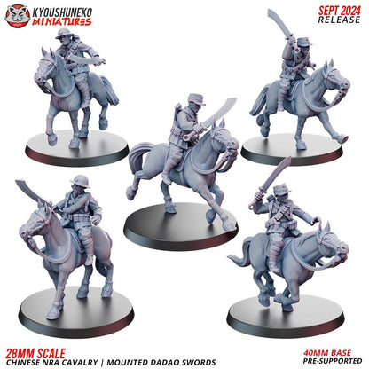 WWII Chinese NRA Cavalry with Dadao Swords (5 models) Various Scales Historical Wargaming