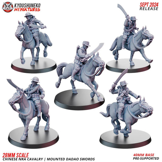 WWII Chinese NRA Cavalry with Dadao Swords (5 models) Various Scales Historical Wargaming