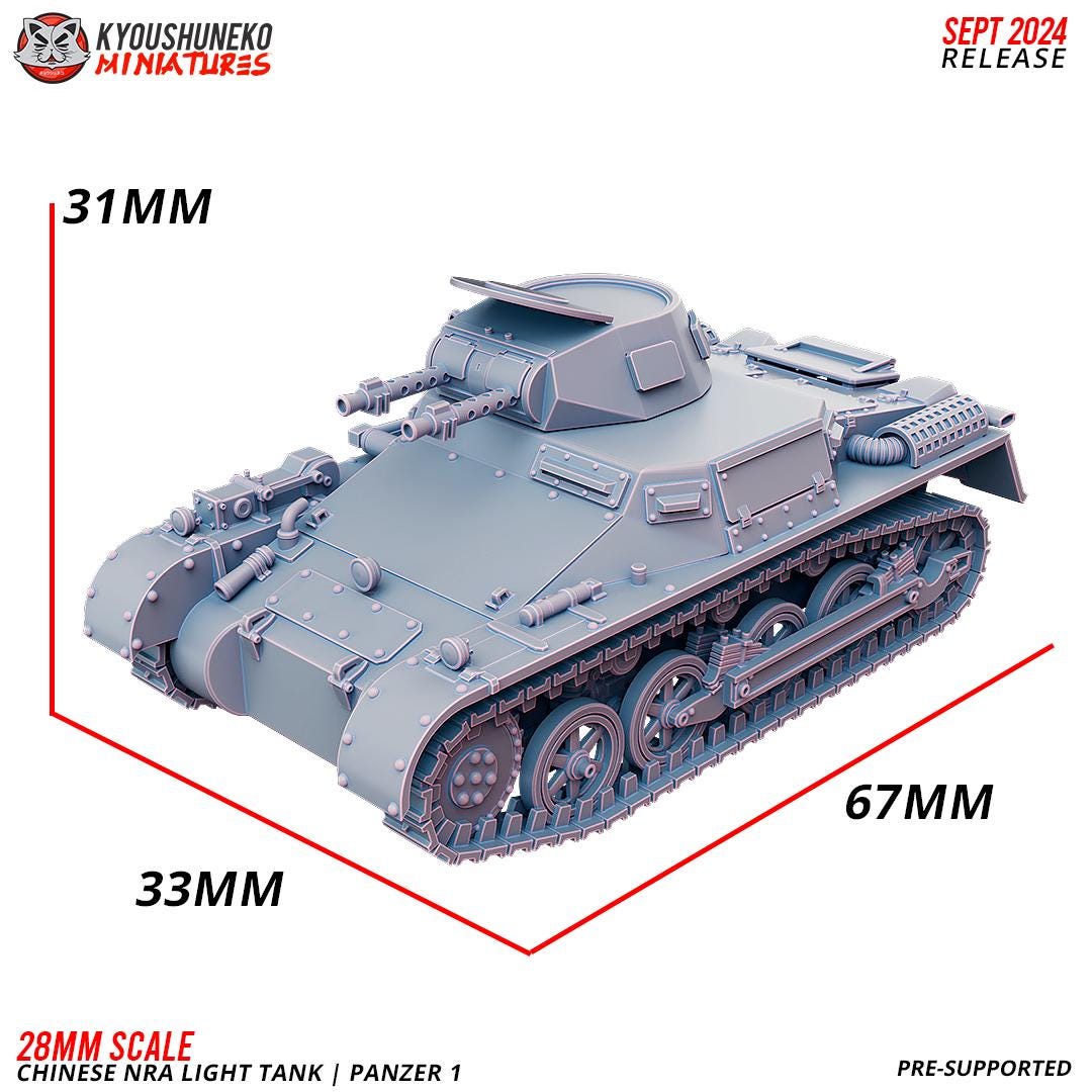 WWII Chinese NRA Panzer I Light Tank with Commander Various Scales Historical Wargaming