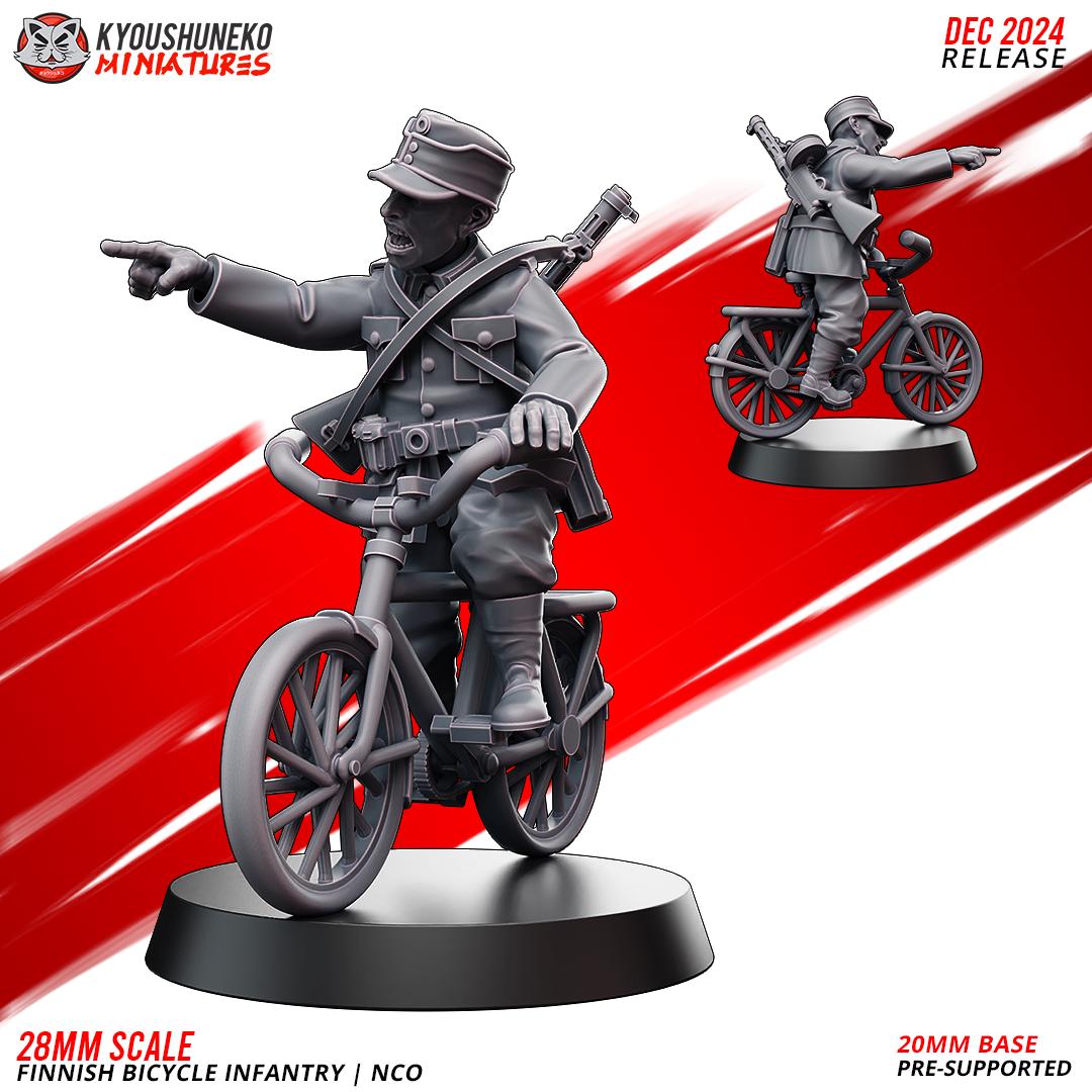 WWII Finnish Bicycle NCO with SMG Various Scales Historical Wargaming