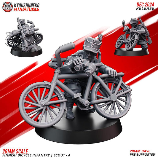 WWII Finnish Bicycle Scout Team (2 models) Various Scales Historical Wargaming