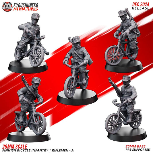 WWII Finnish Bicycle Infantry Squad A (5 models) Various Scales Historical Wargaming