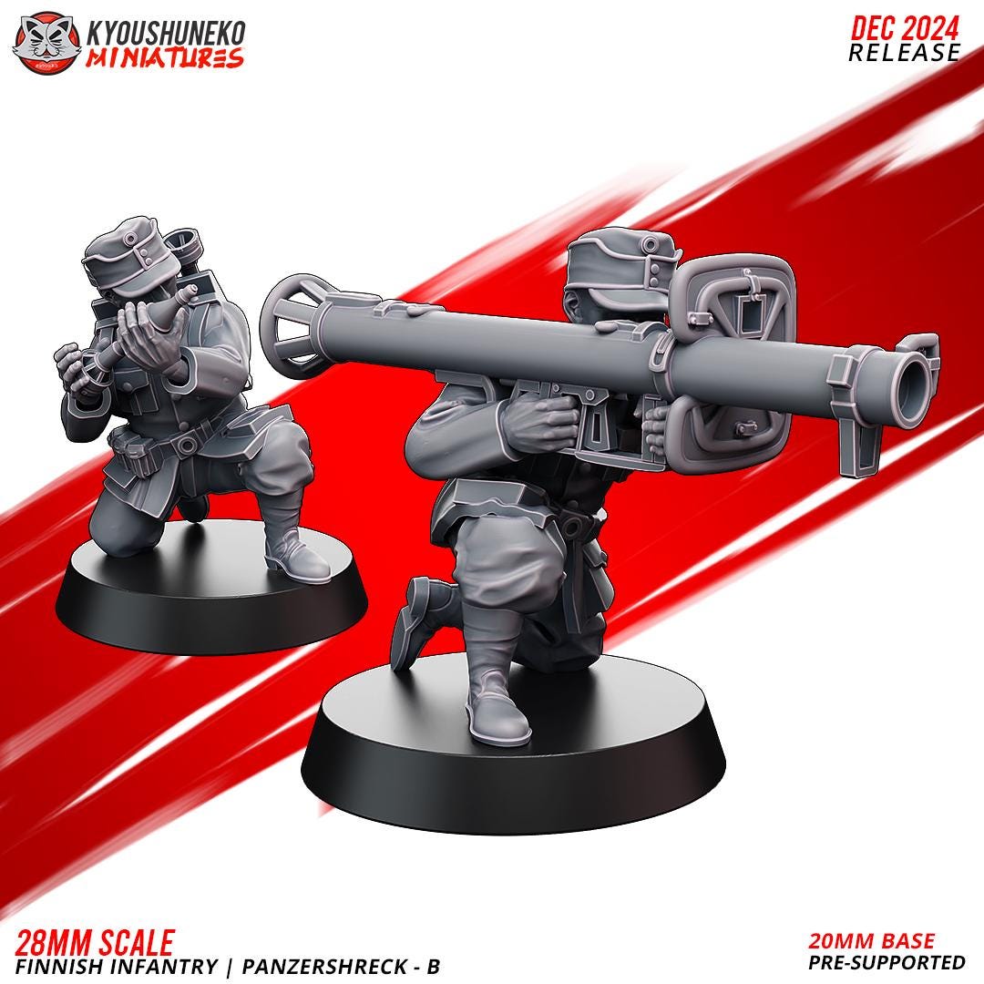 WWII Finnish Panzerschreck Squad (2 models) Various Scales Historical Wargaming (US tariffs are pre-paid by us)