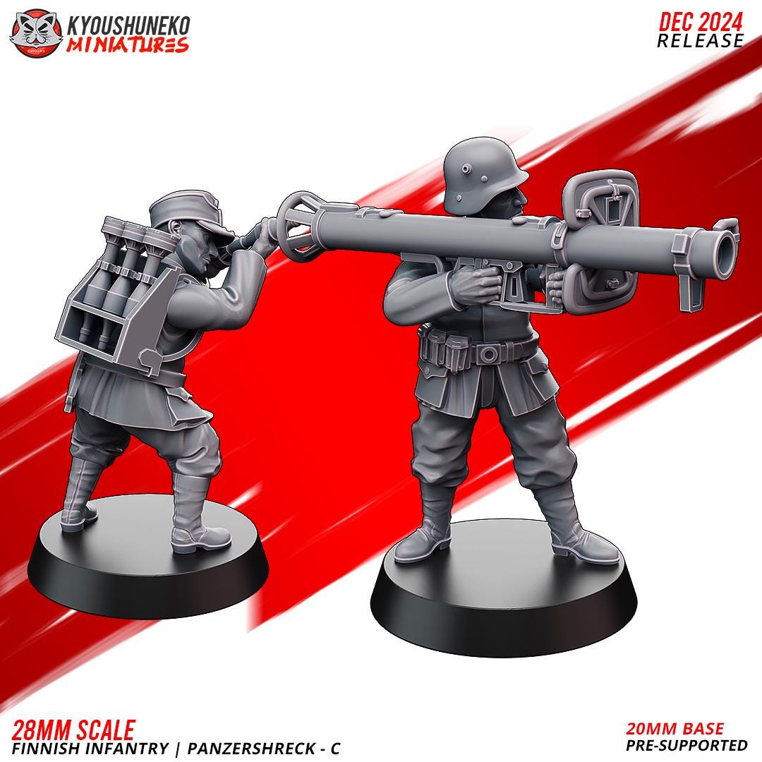 WWII Finnish Panzerschreck Squad (2 models) Various Scales Historical Wargaming (US tariffs are pre-paid by us)