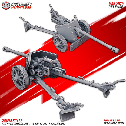 WWII Finnish Anti Tank Gun PSTK/40 with Crew (3 models) Various Scales Historical Wargaming (US tariffs are pre-paid by us)