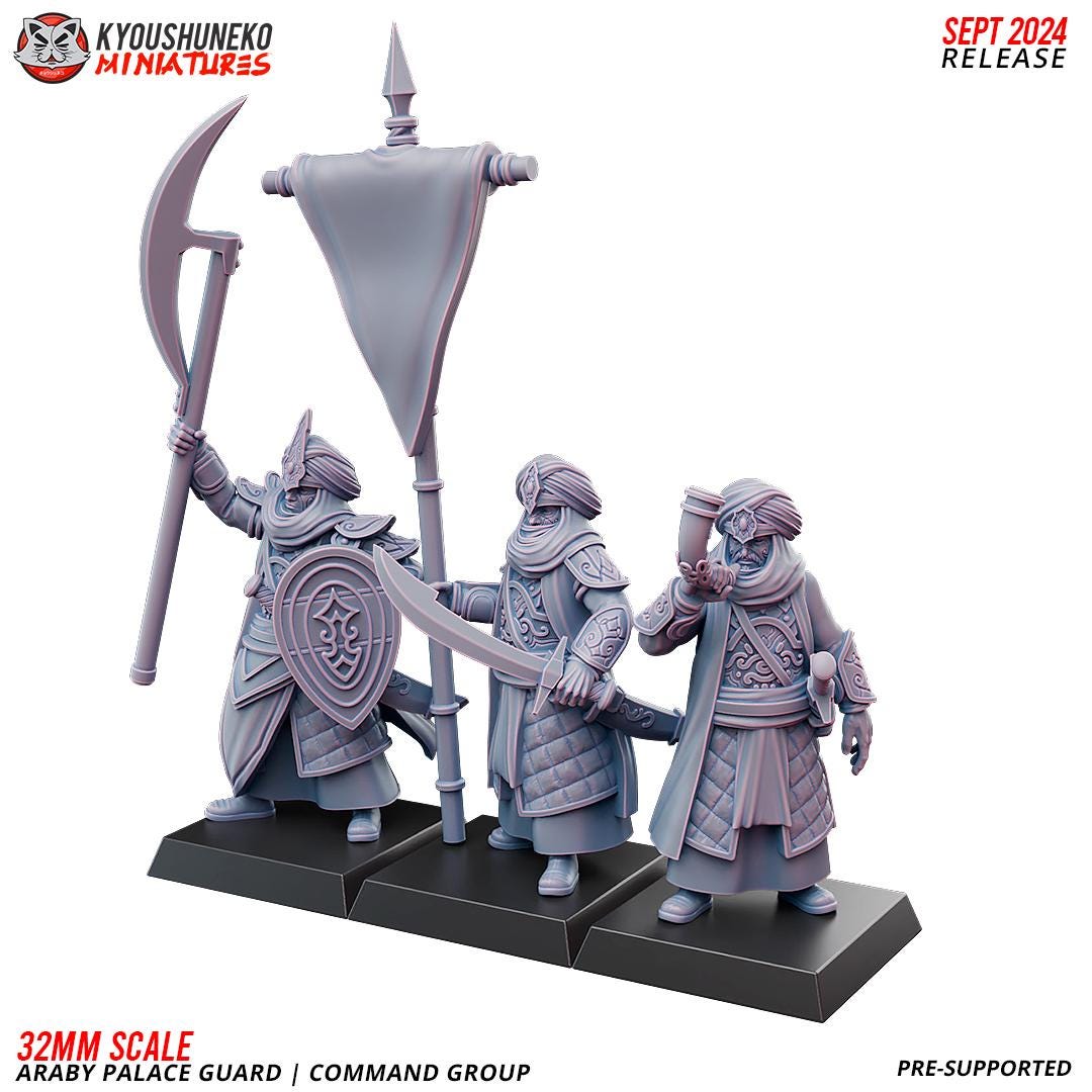 Ancient Araby Palace Guard Command Unit (3 models) Various Scales Historical Wargaming (US tariffs are pre-paid by us)